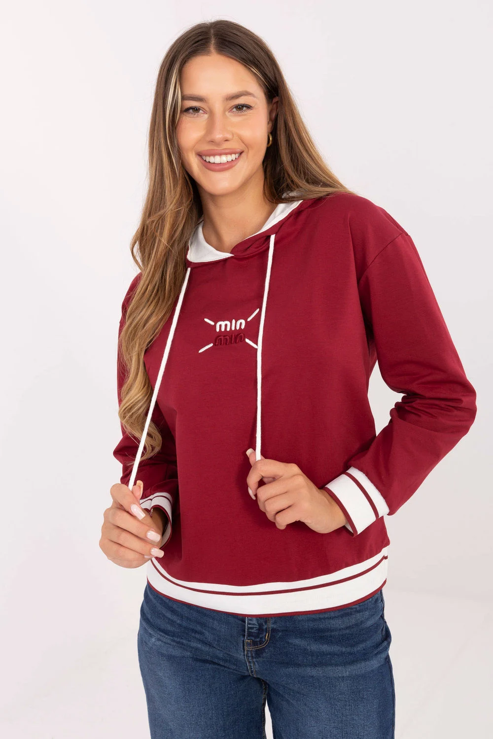 Relevance Sweatshirt à capuche rouge en coton