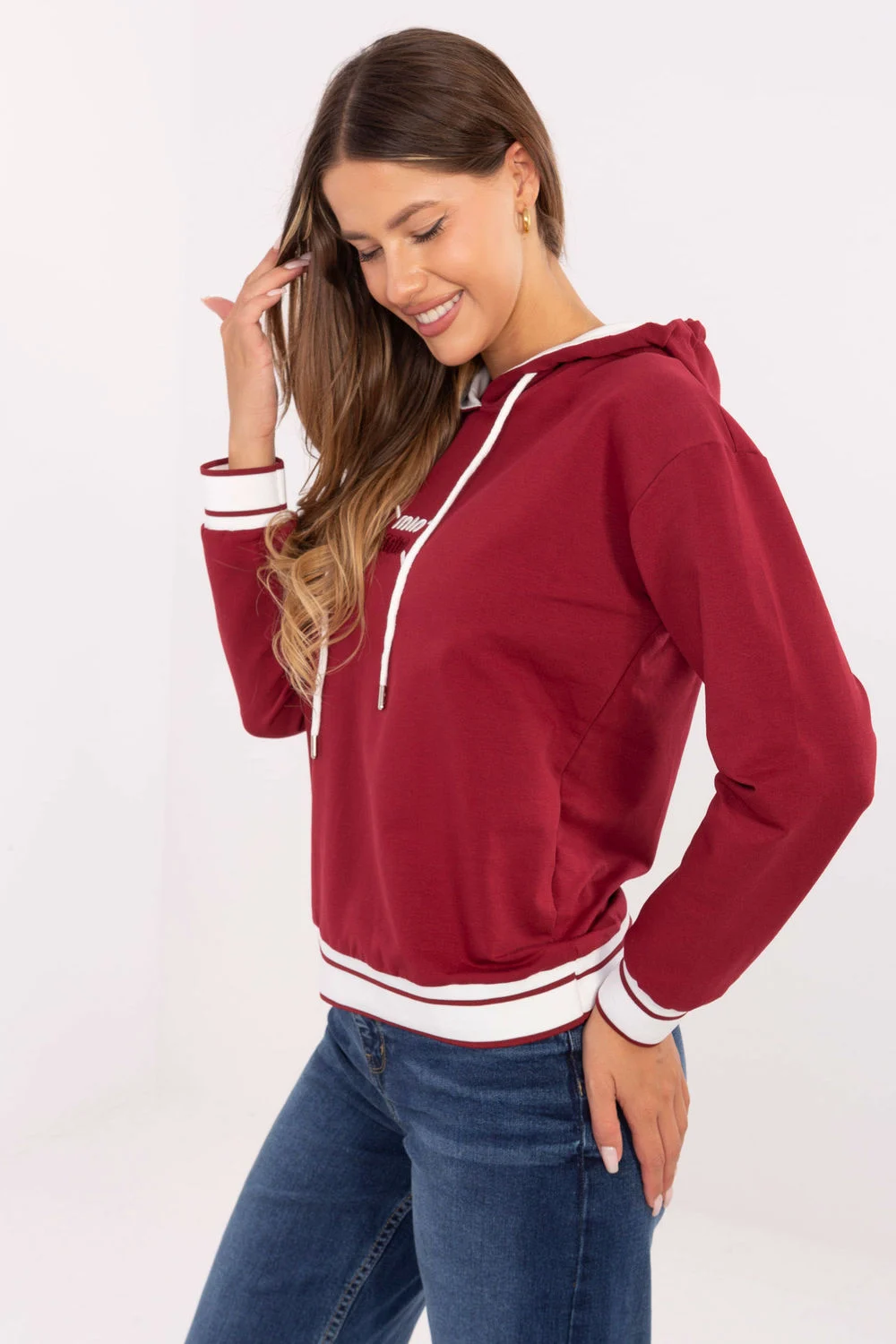 Relevance Sweatshirt à capuche rouge en coton