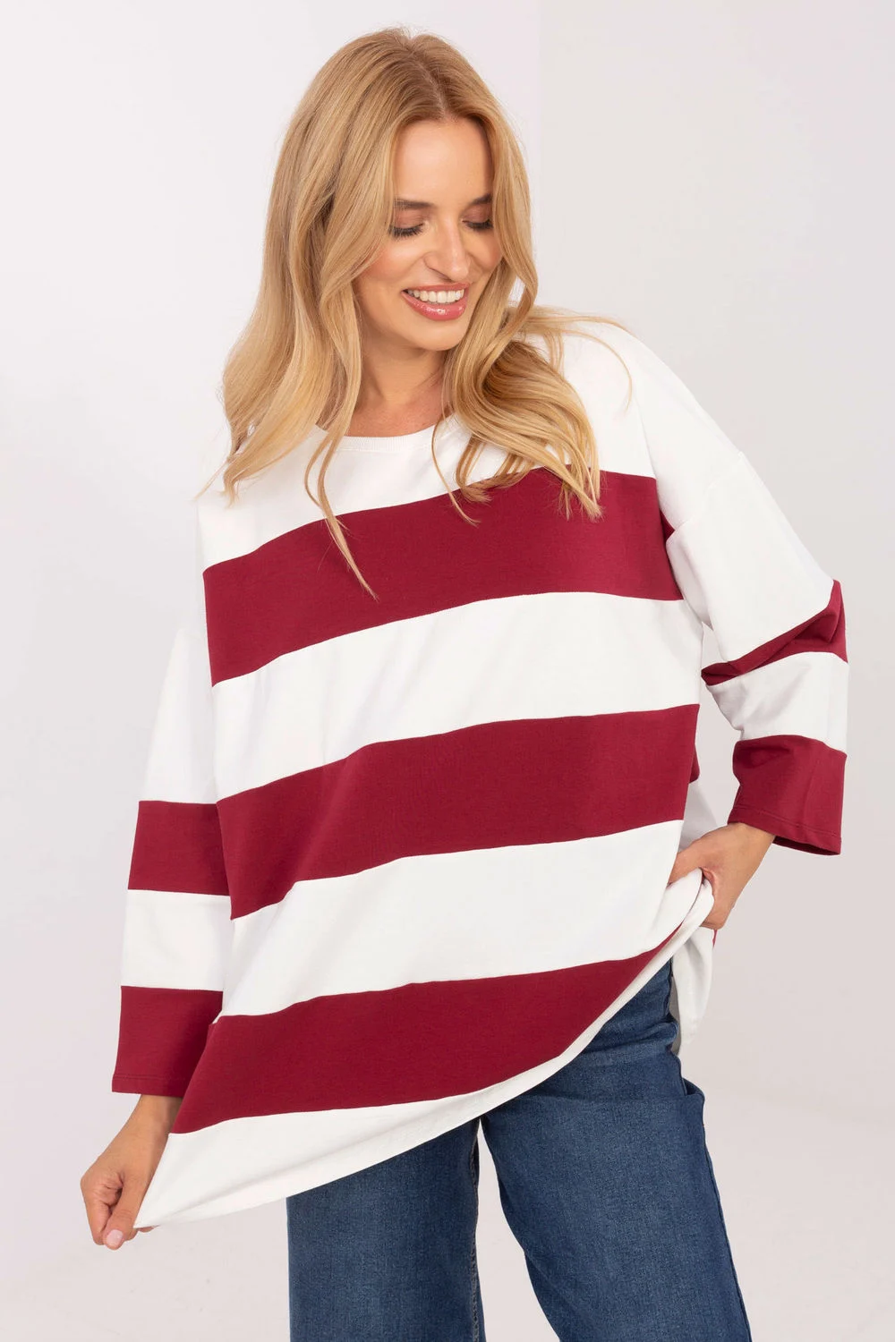 Chemisier oversize Sweatshirt rouge rayé