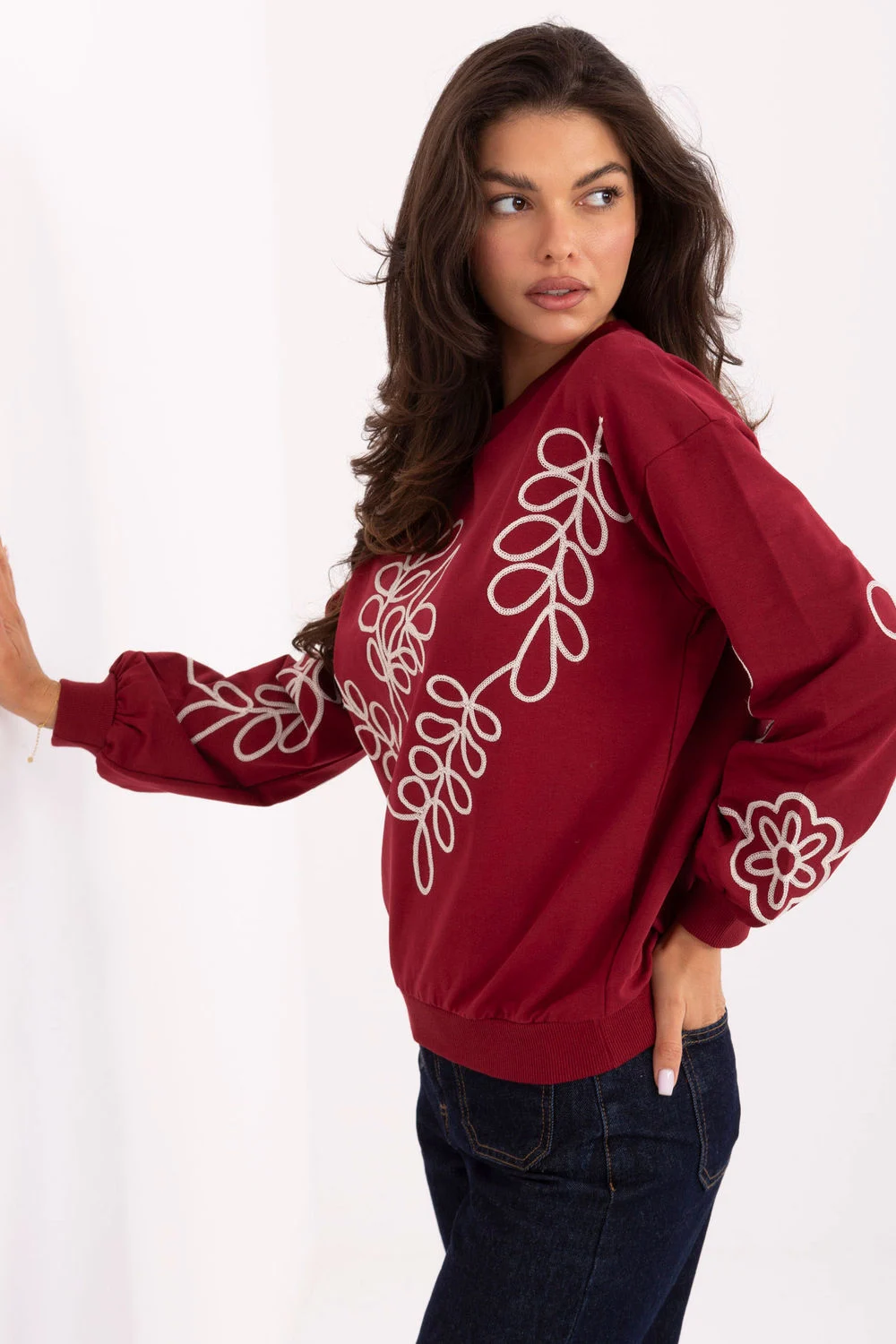 Sweatshirt rouge en coton – Image 2