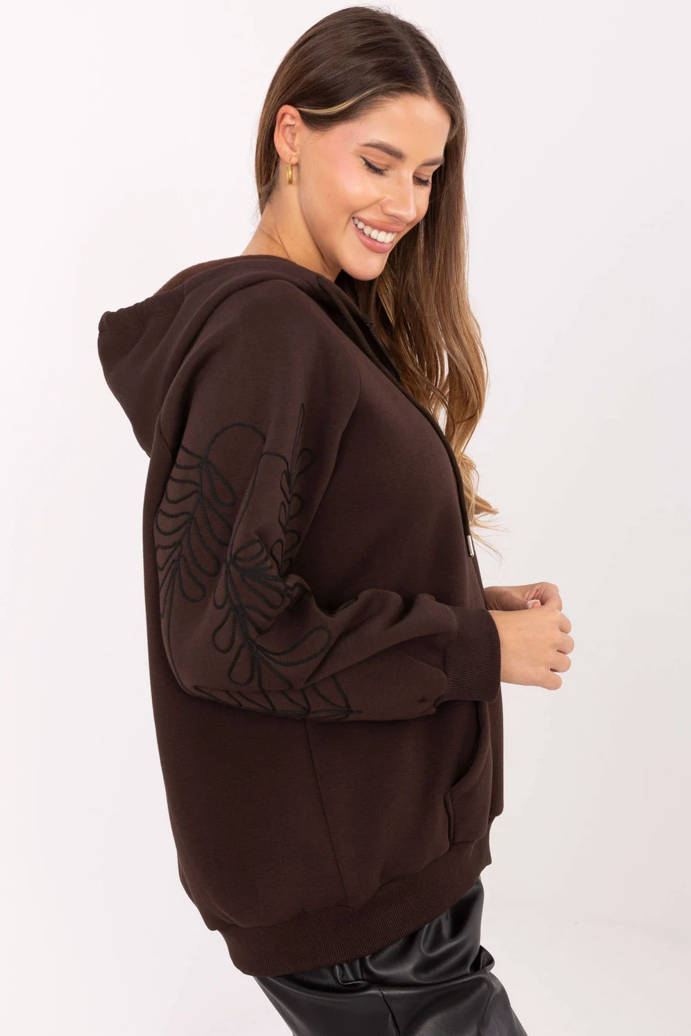 Relevance Sweatshirt à capuche brun en coton