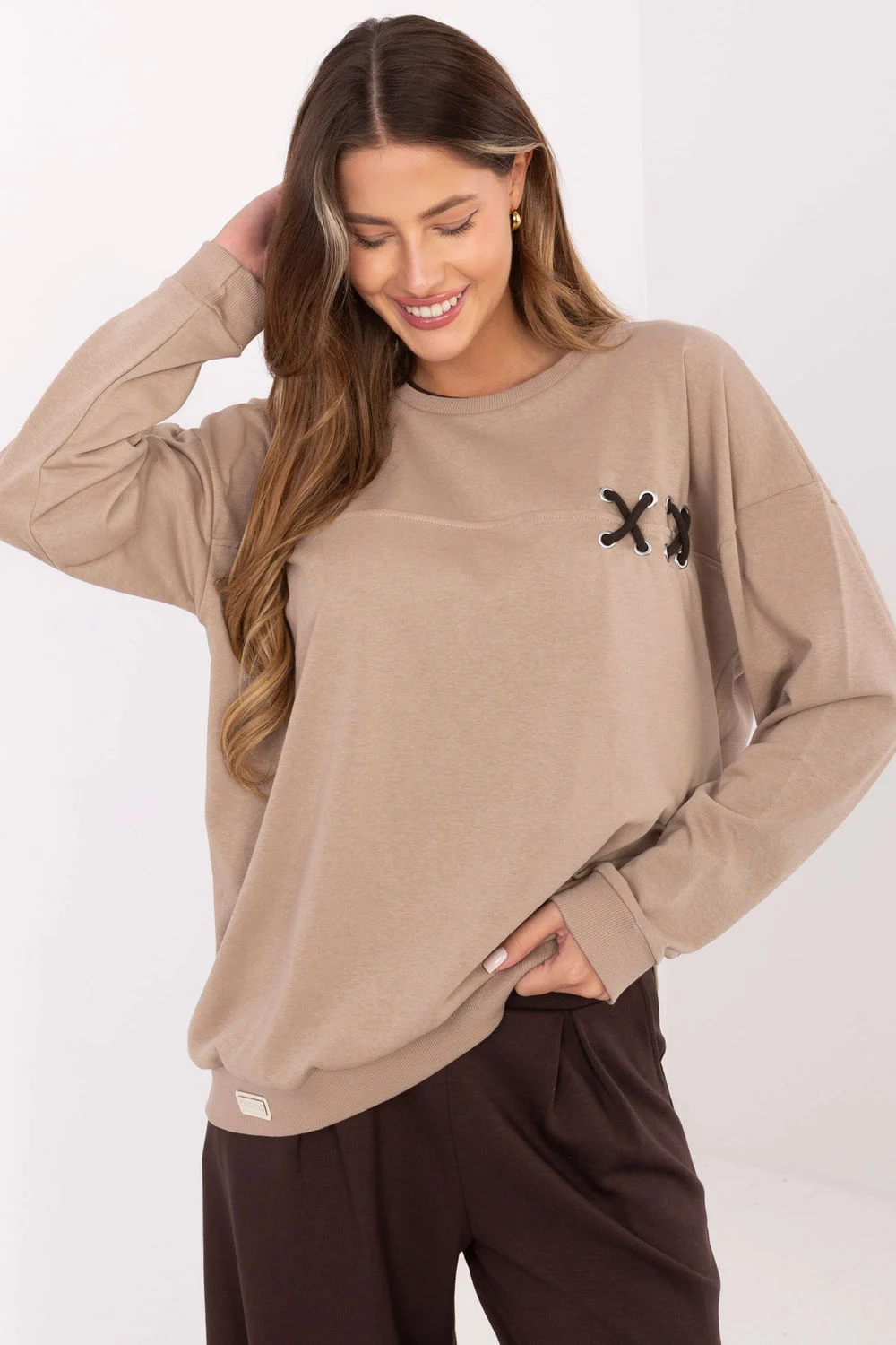 Relevance Sweatshirt oversize beige en coton