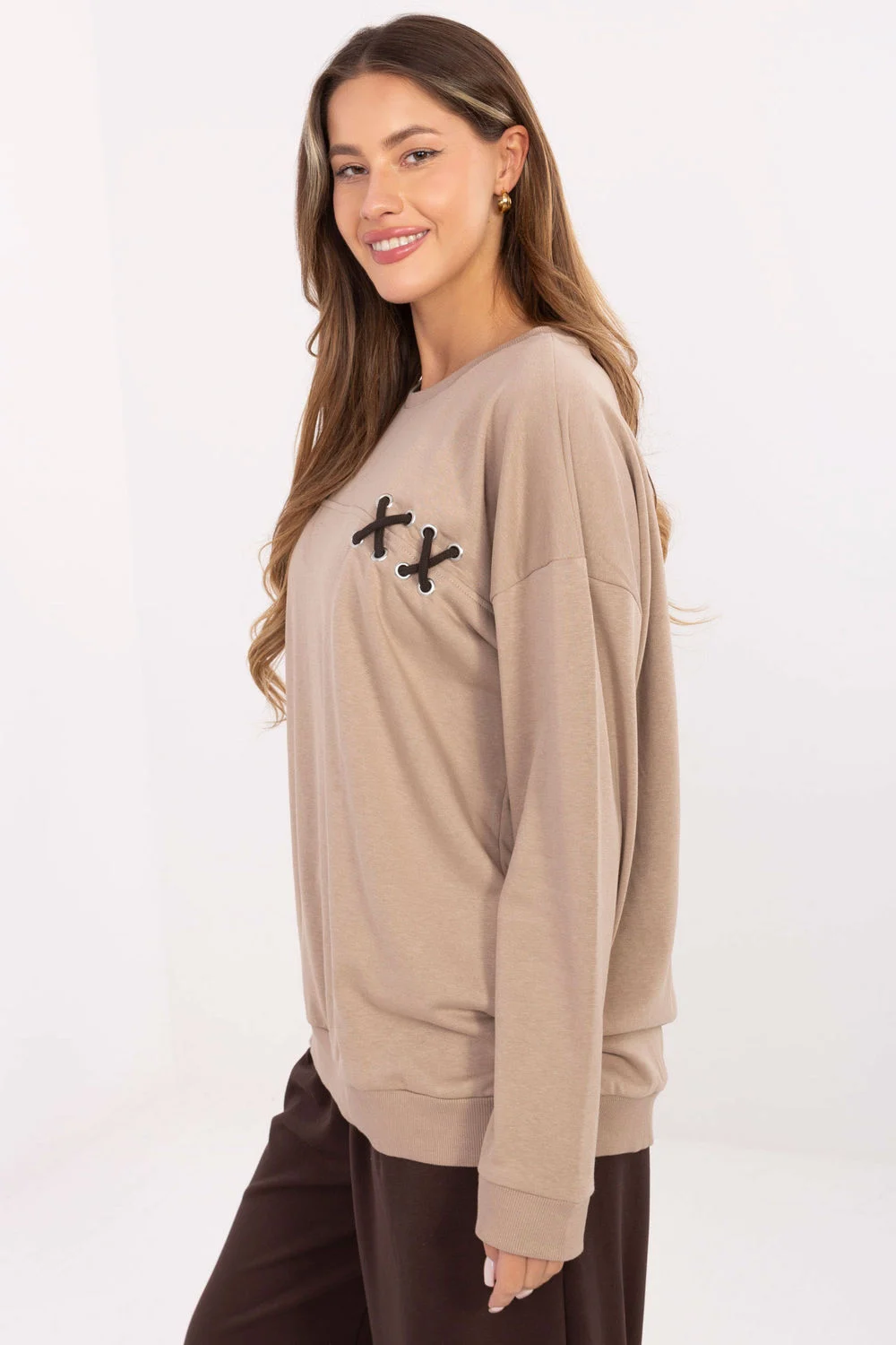 Relevance Sweatshirt oversize beige en coton