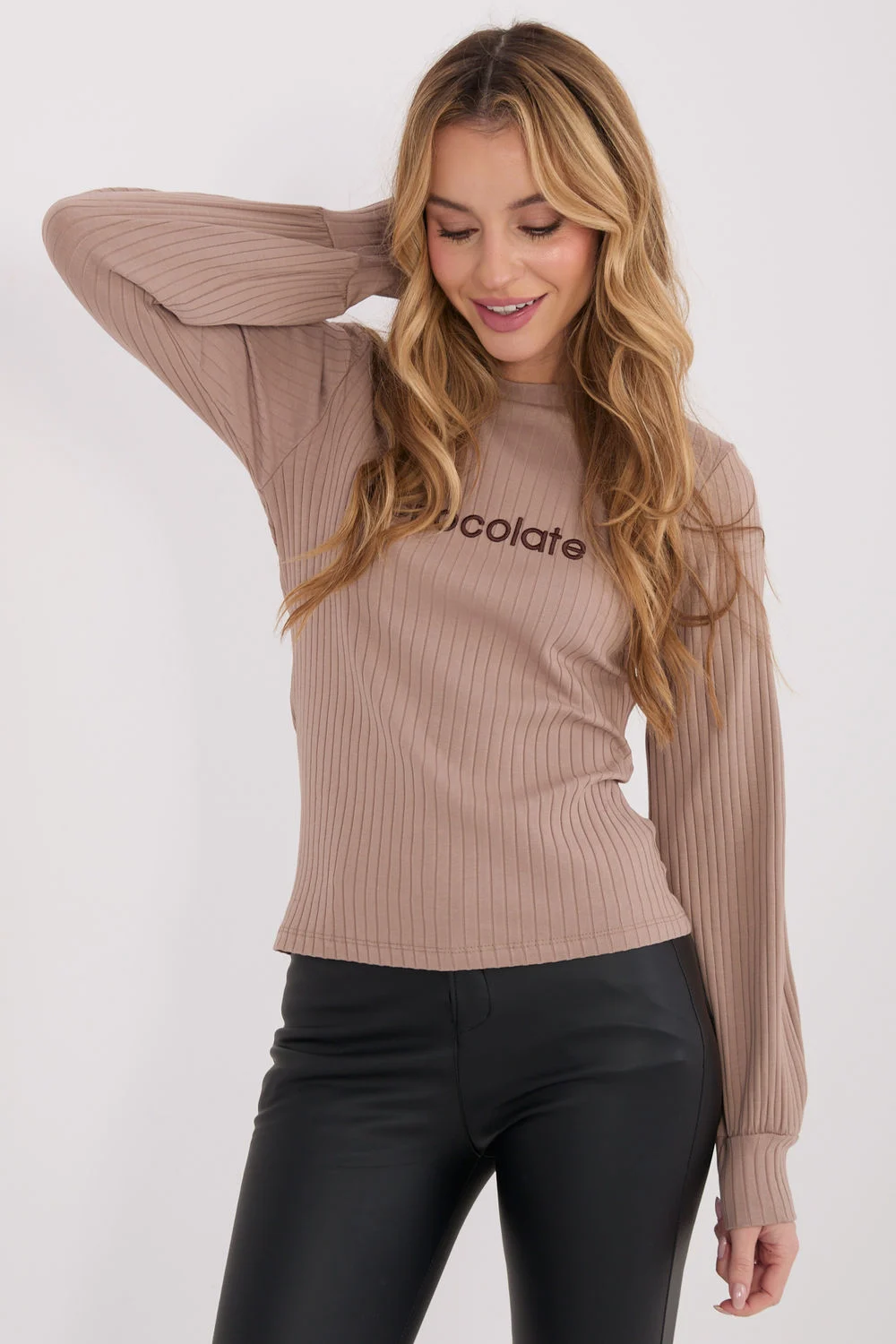 Chemisier col rond beige