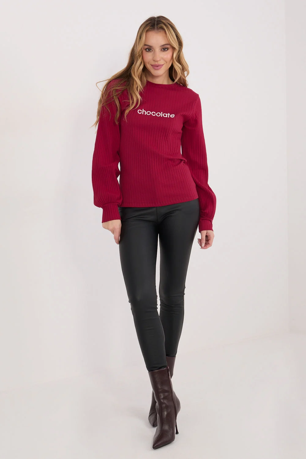 Chemisier col rond rouge – Image 2