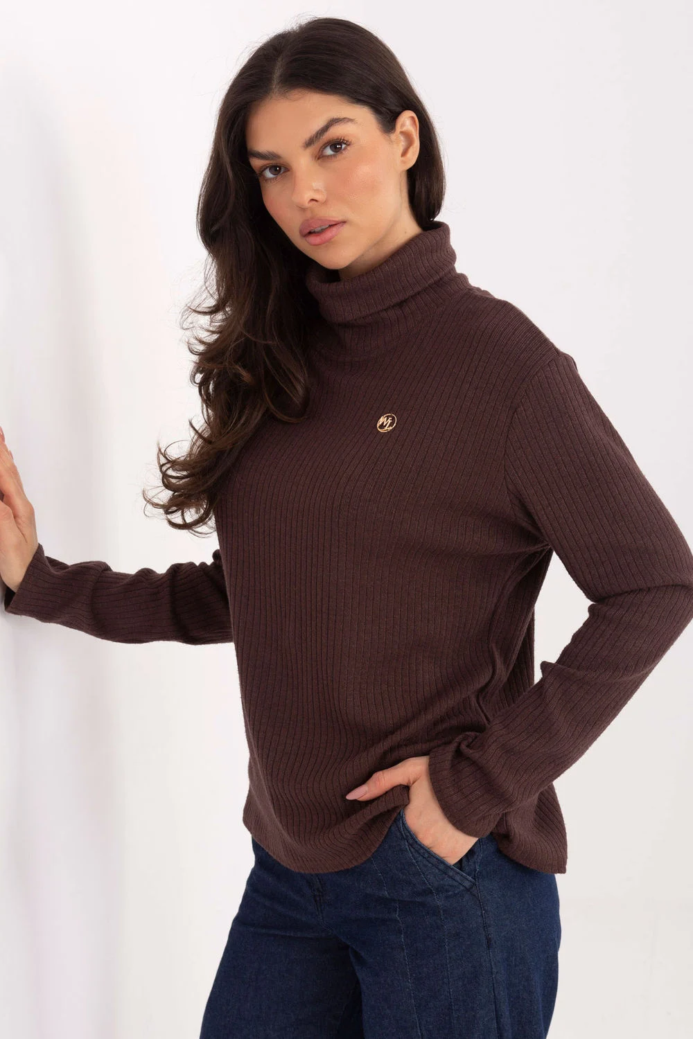 Col roulé brun – Image 2