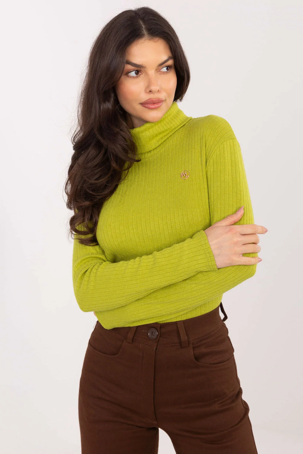 Col roulé vert
