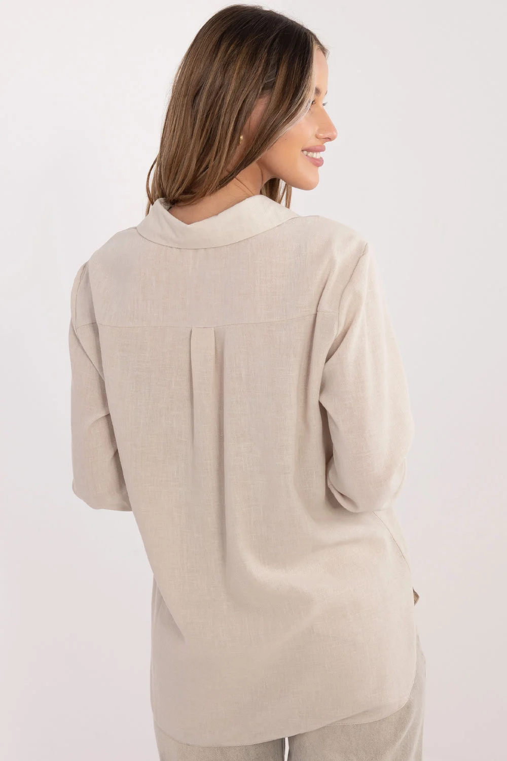 Chemise manche longue beige – Image 3