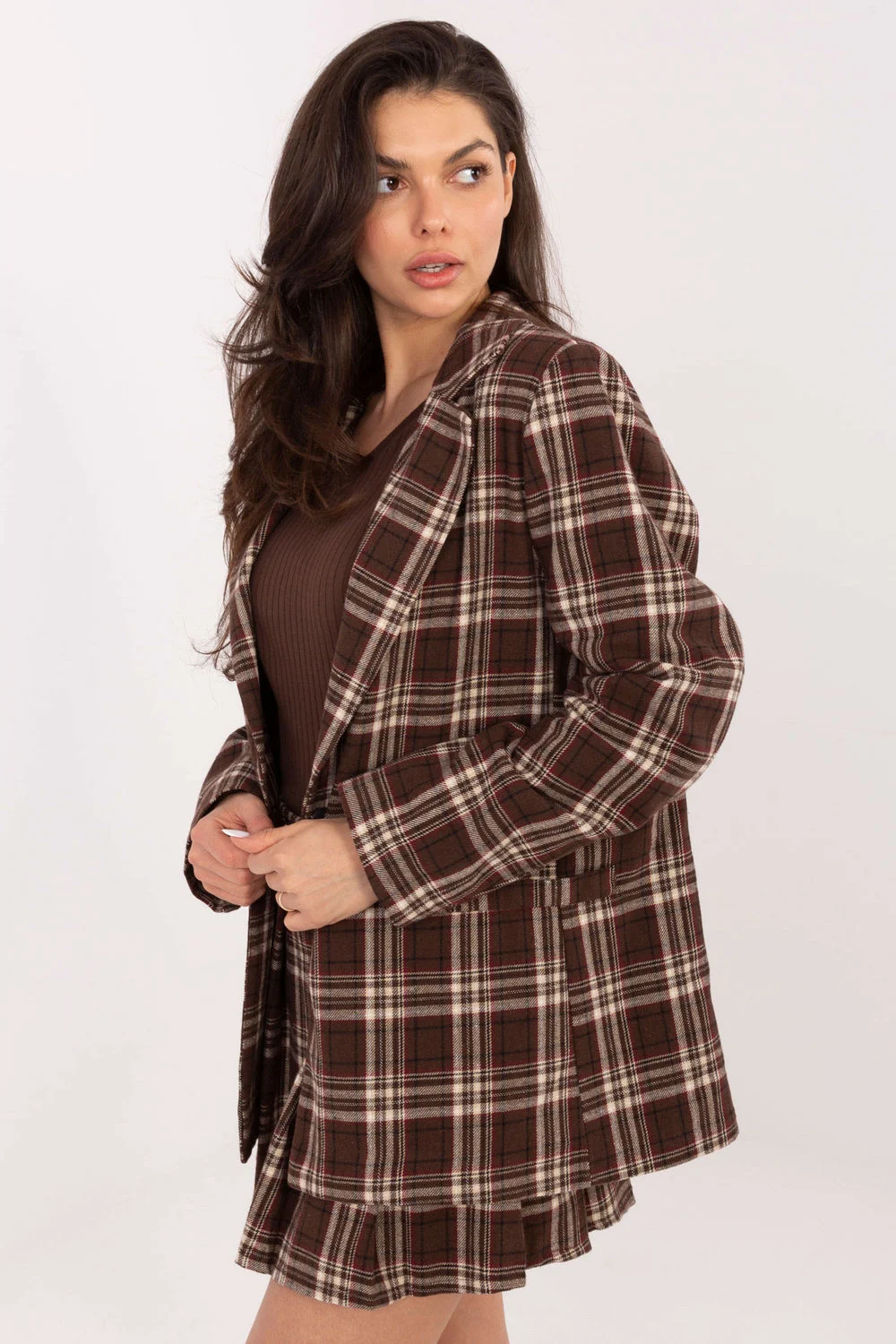 Veste brune à carreaux – Image 3