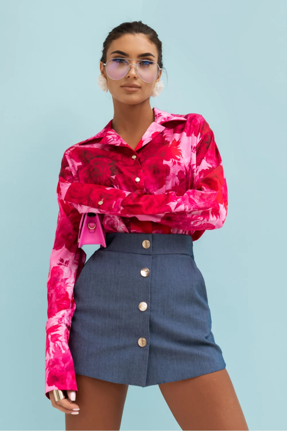 Chemise manche longue rose – Image 2