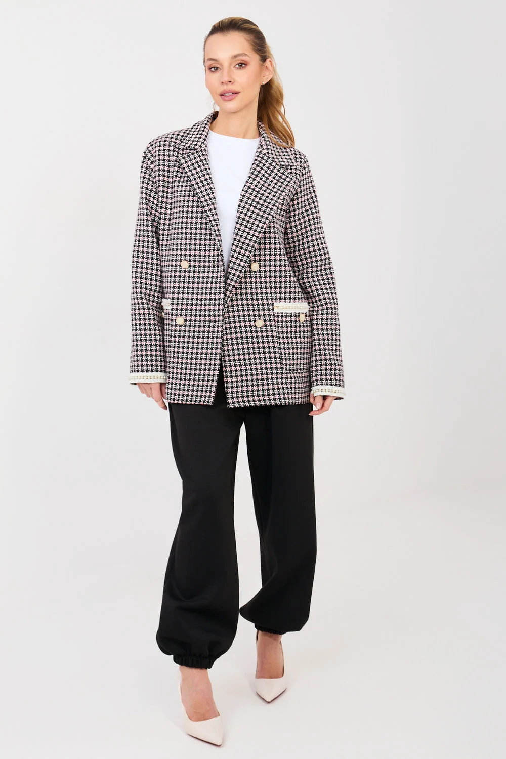 Veste en tweed noire à carreaux – Image 2