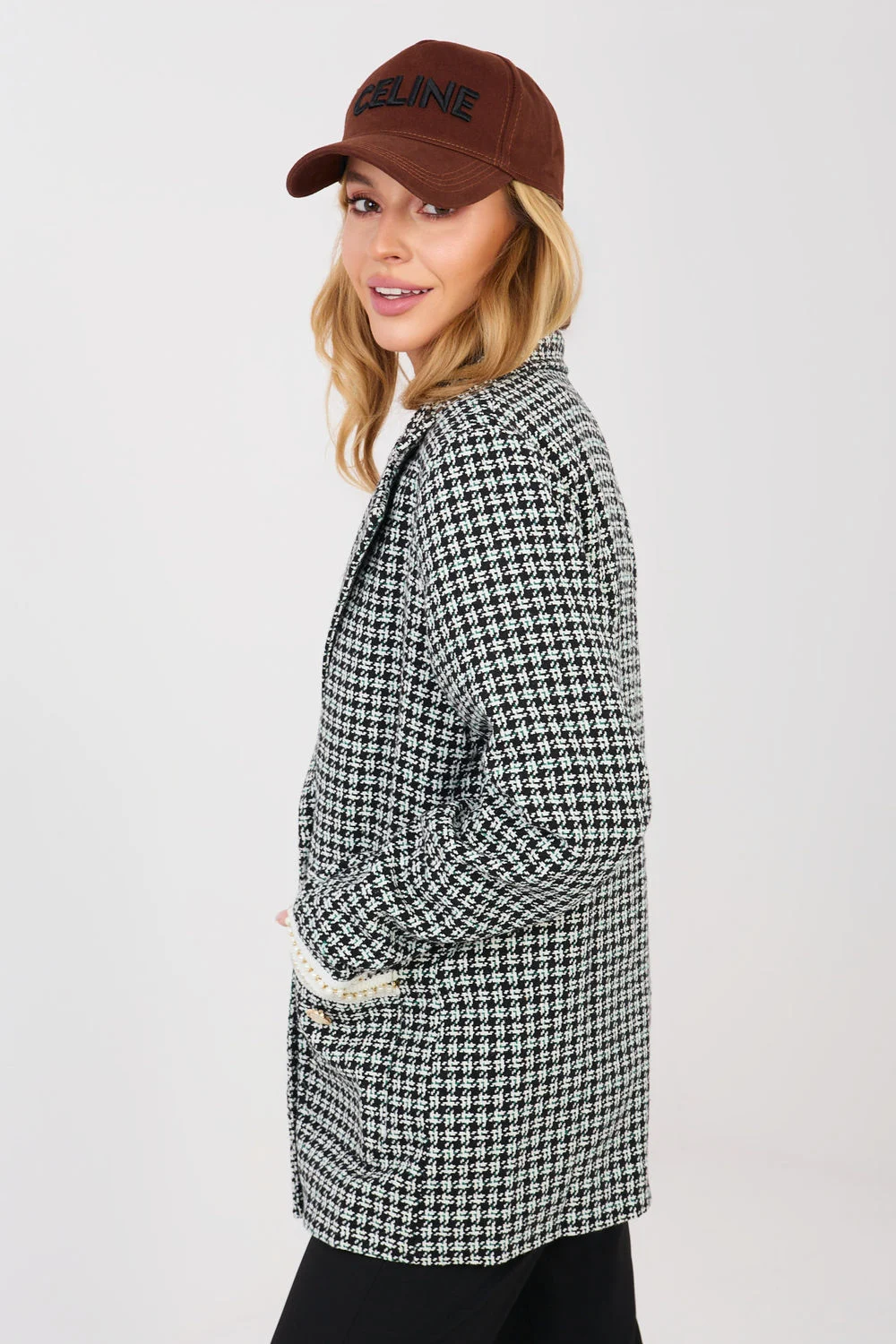Veste en tweed noire à carreaux – Image 2