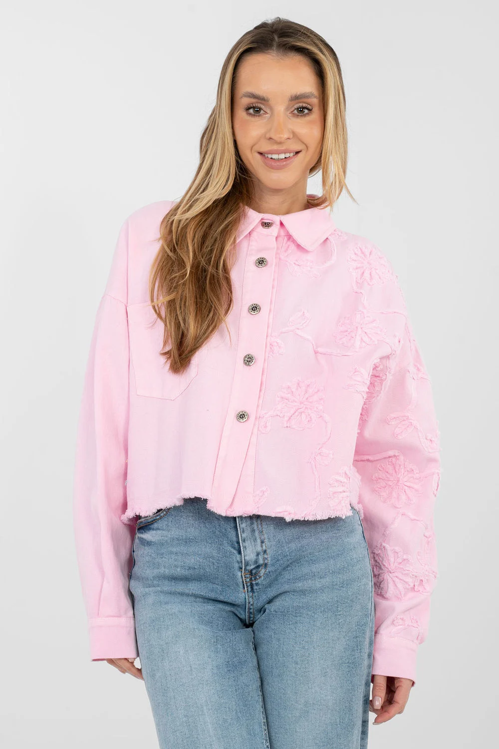 Veste en jean rose