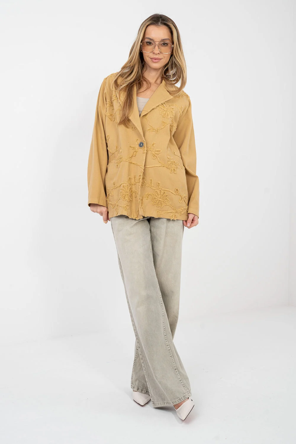 Veste brune à broderie