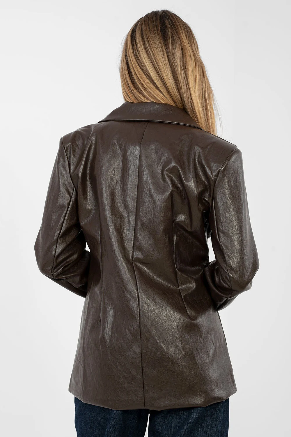 Veste en simili cuir brune – Image 3