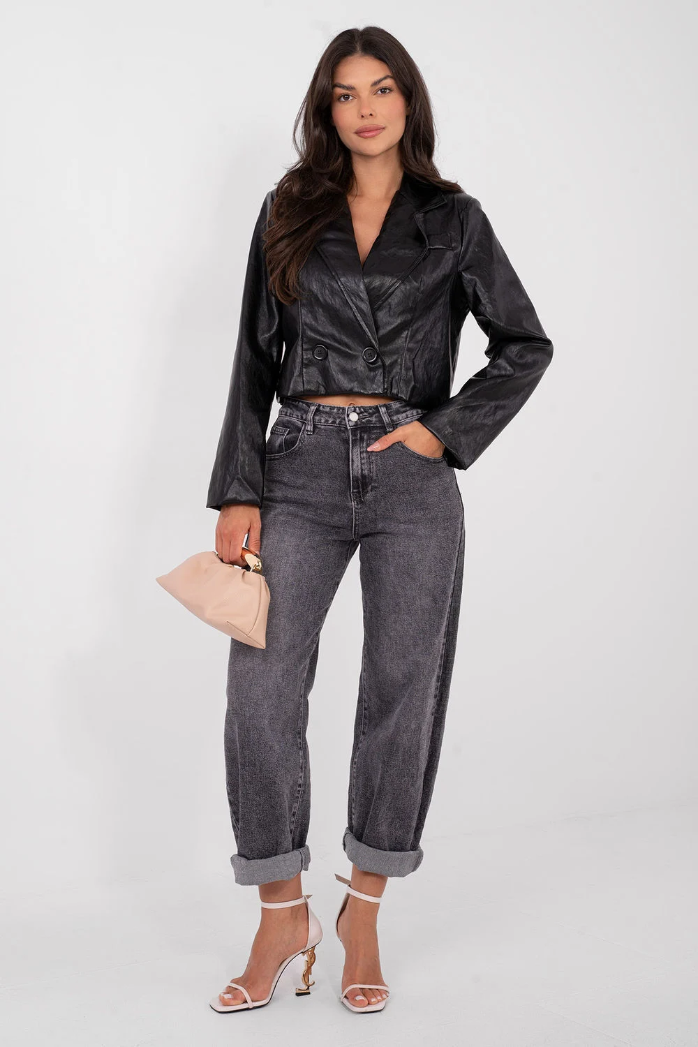 Veste en simili cuir noire – Image 2