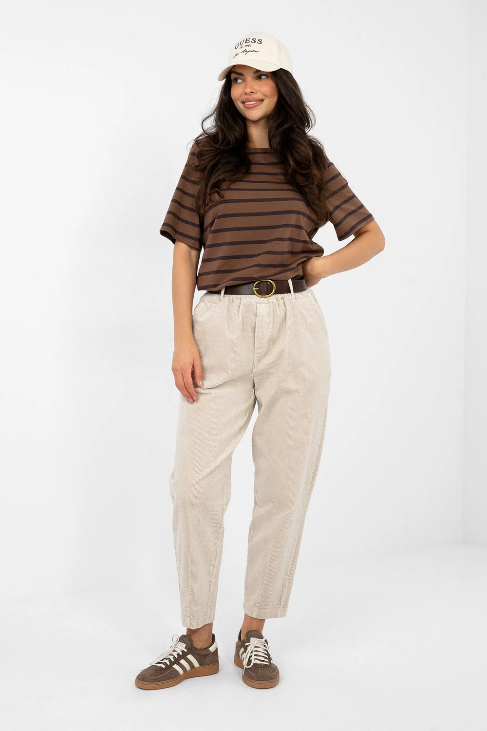 Pantalon en velours côtelé beige