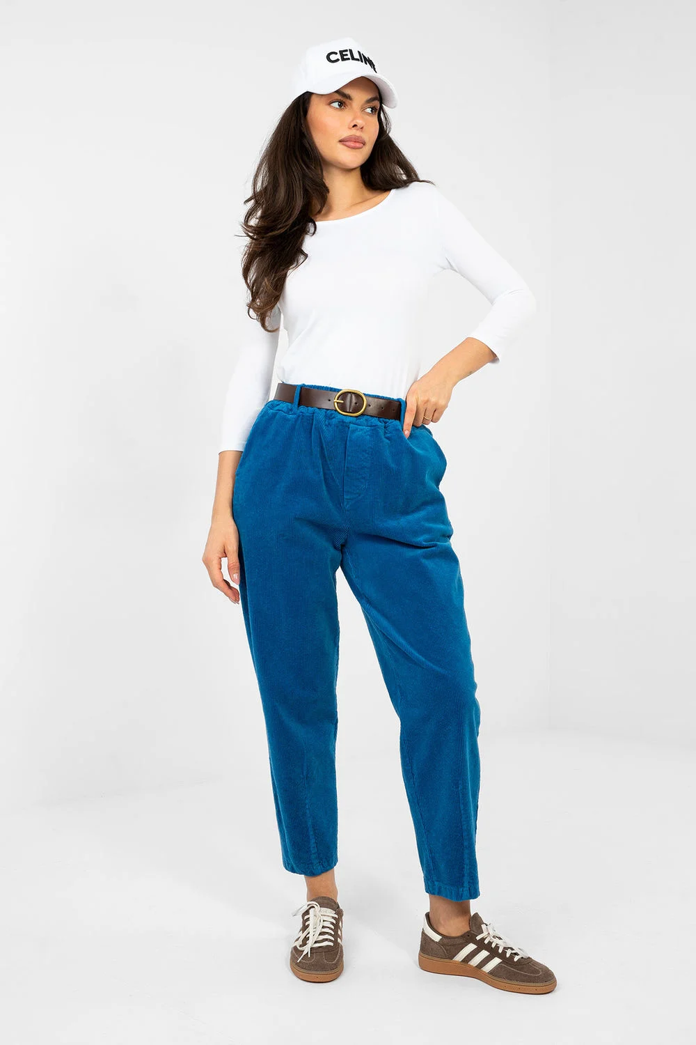 Pantalon en velours côtelé bleu