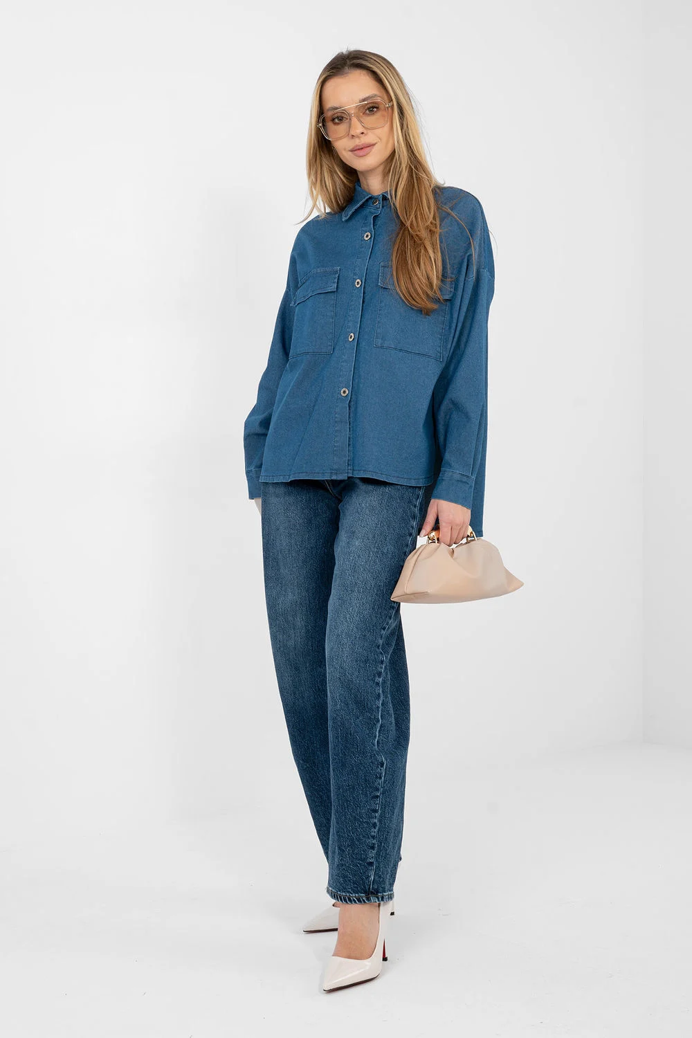 Chemise manche longue bleue – Image 2