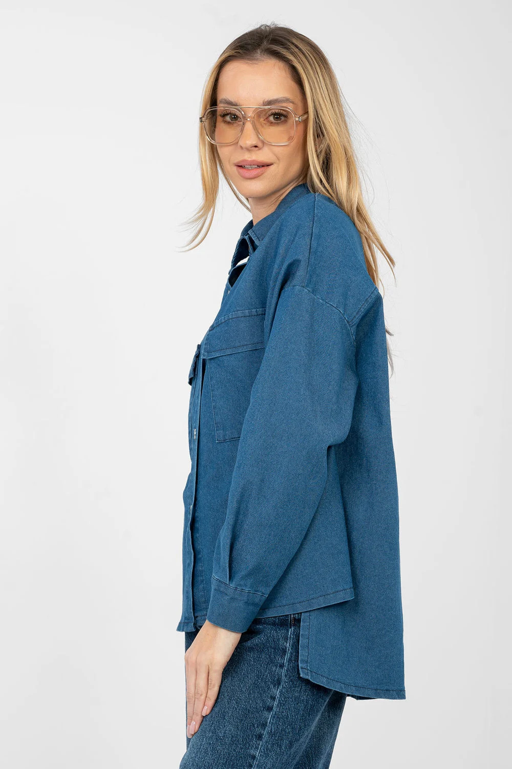 Chemise manche longue bleue – Image 3