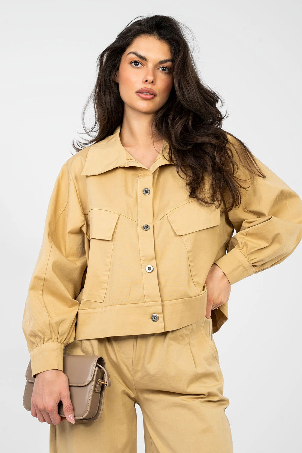 Chemise manche longue brune