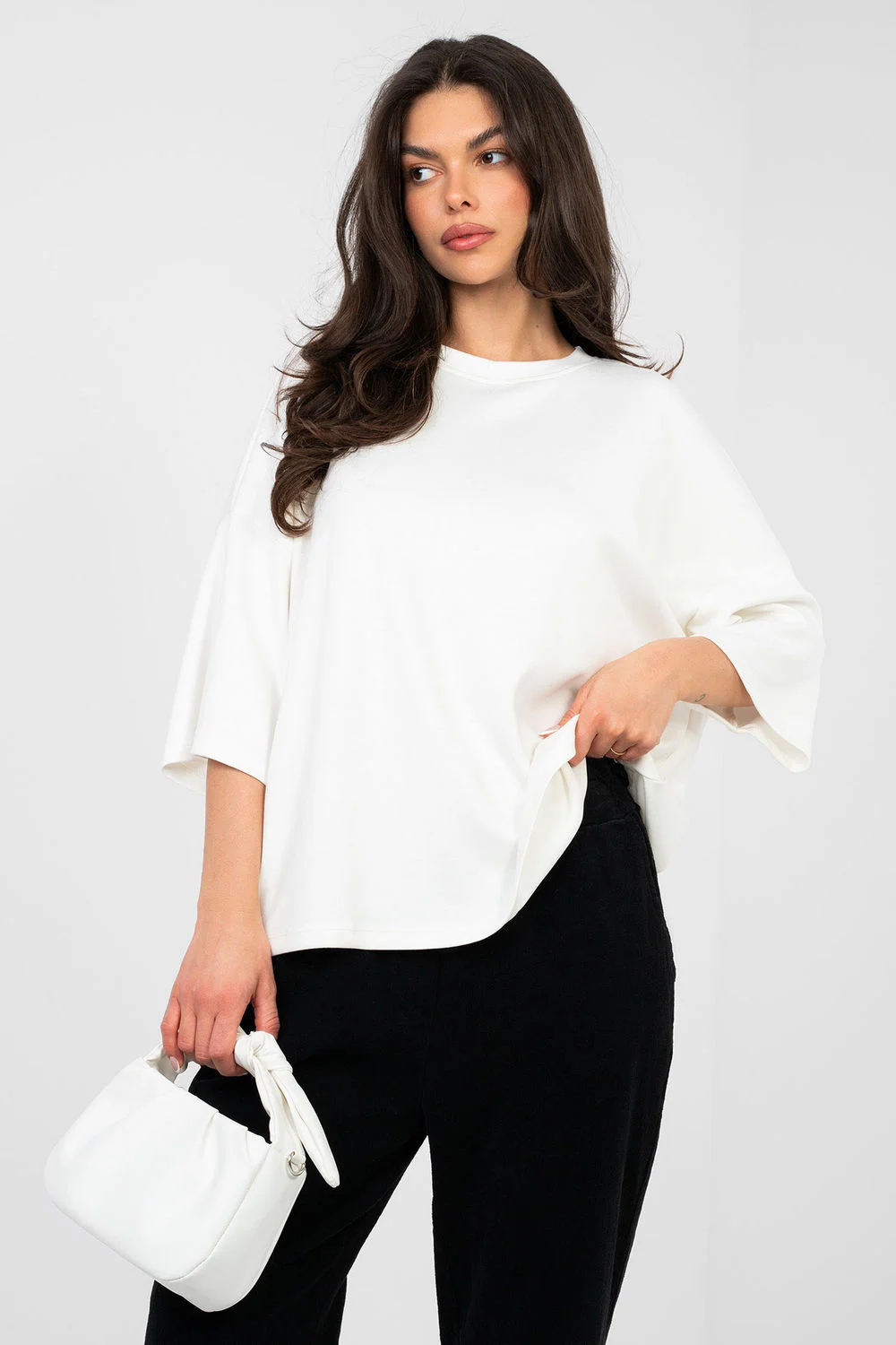 Chemisier oversize blanc à manches courtes
