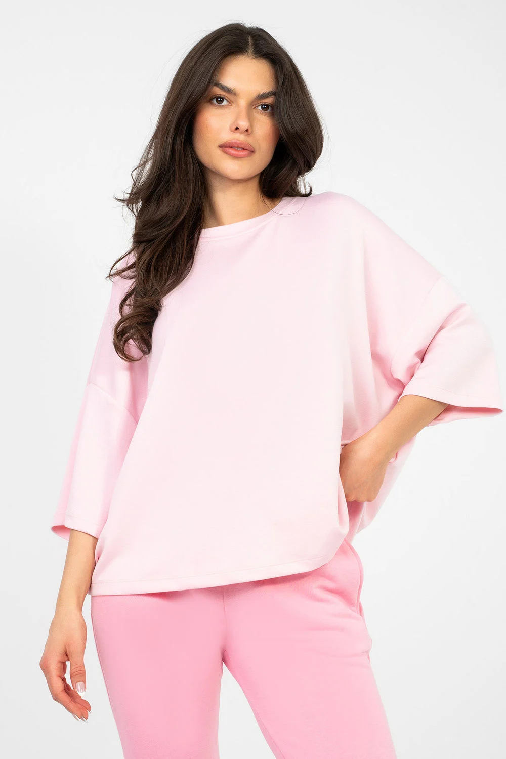 Chemisier oversize rose à manches courtes