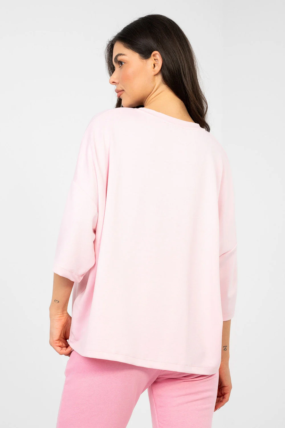 Chemisier oversize rose à manches courtes – Image 3