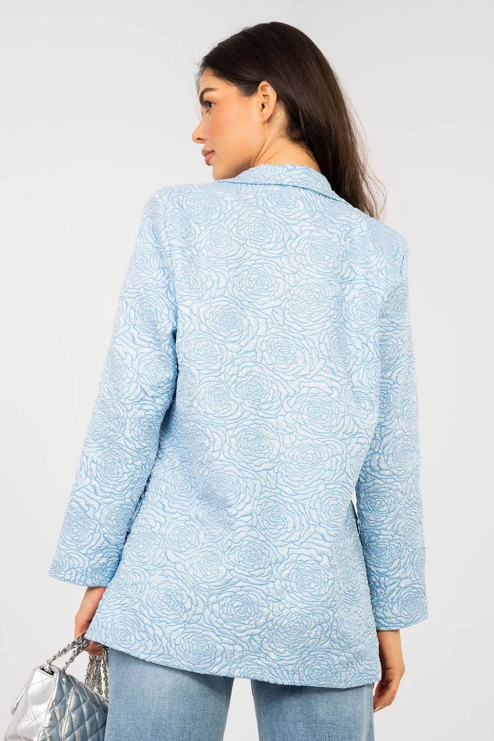 Rue Paris Veste de tailleur bleue à motif floral