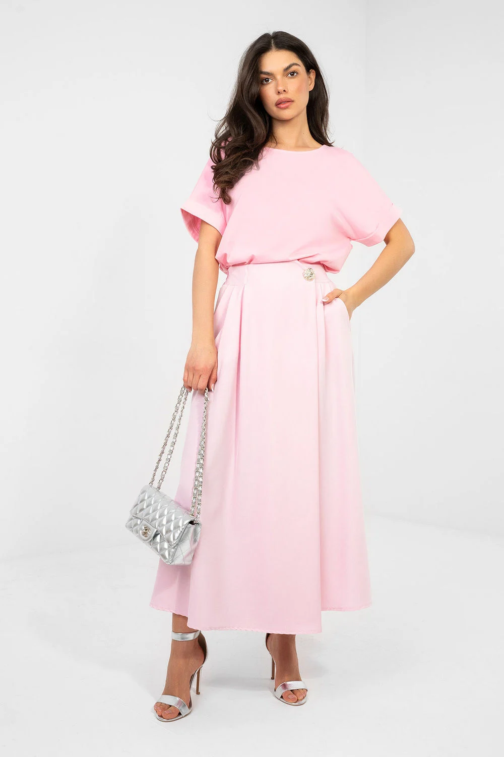 Rue Paris Chemisier oversize col rond rose