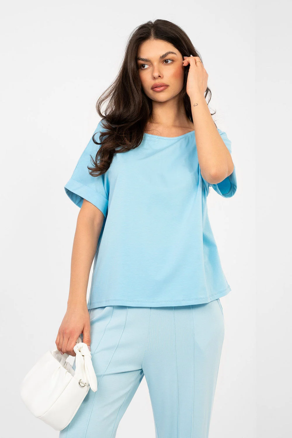 Rue Paris Chemisier oversize col rond bleu