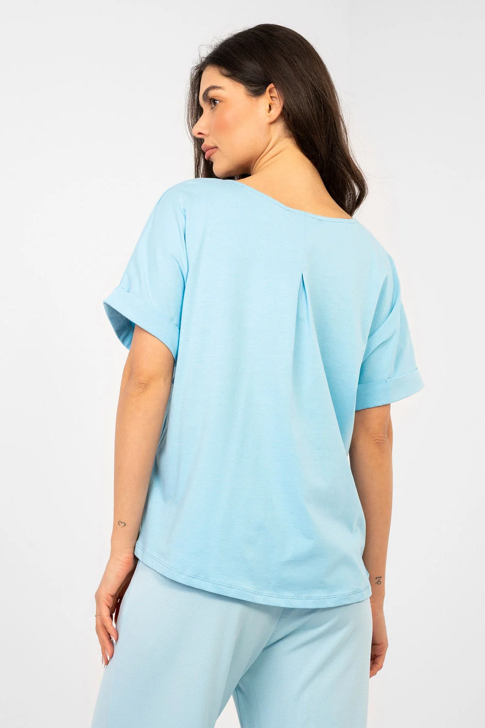Rue Paris Chemisier oversize col rond bleu