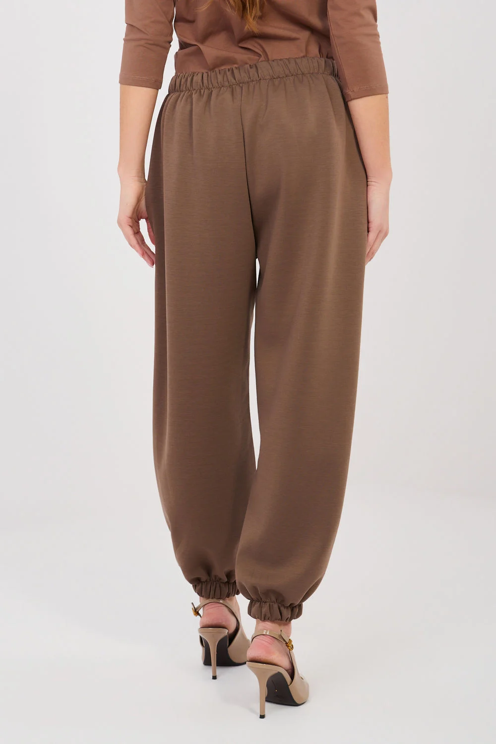 Italy Moda Jogging brun à plis