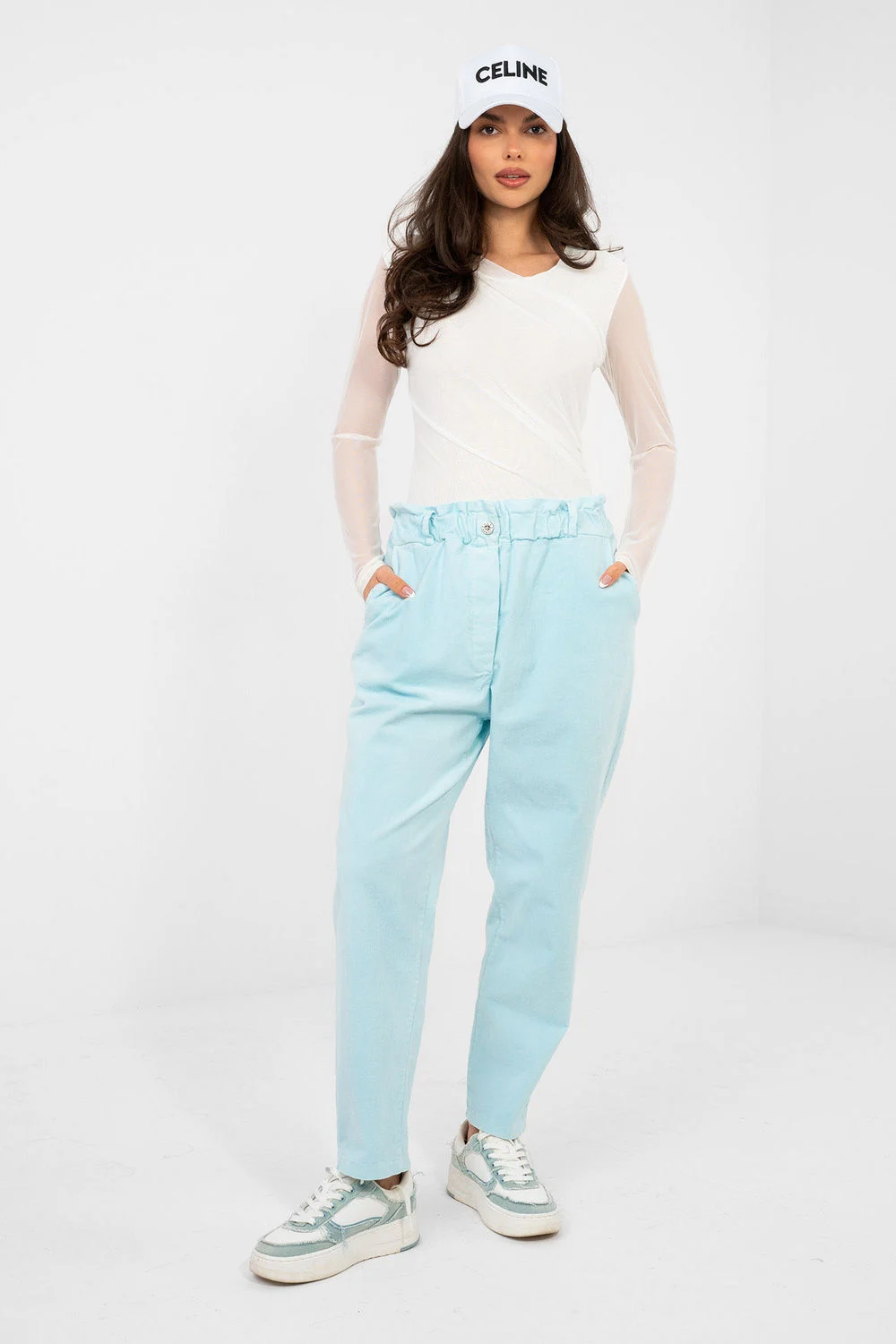 Pantalon en velours côtelé bleu