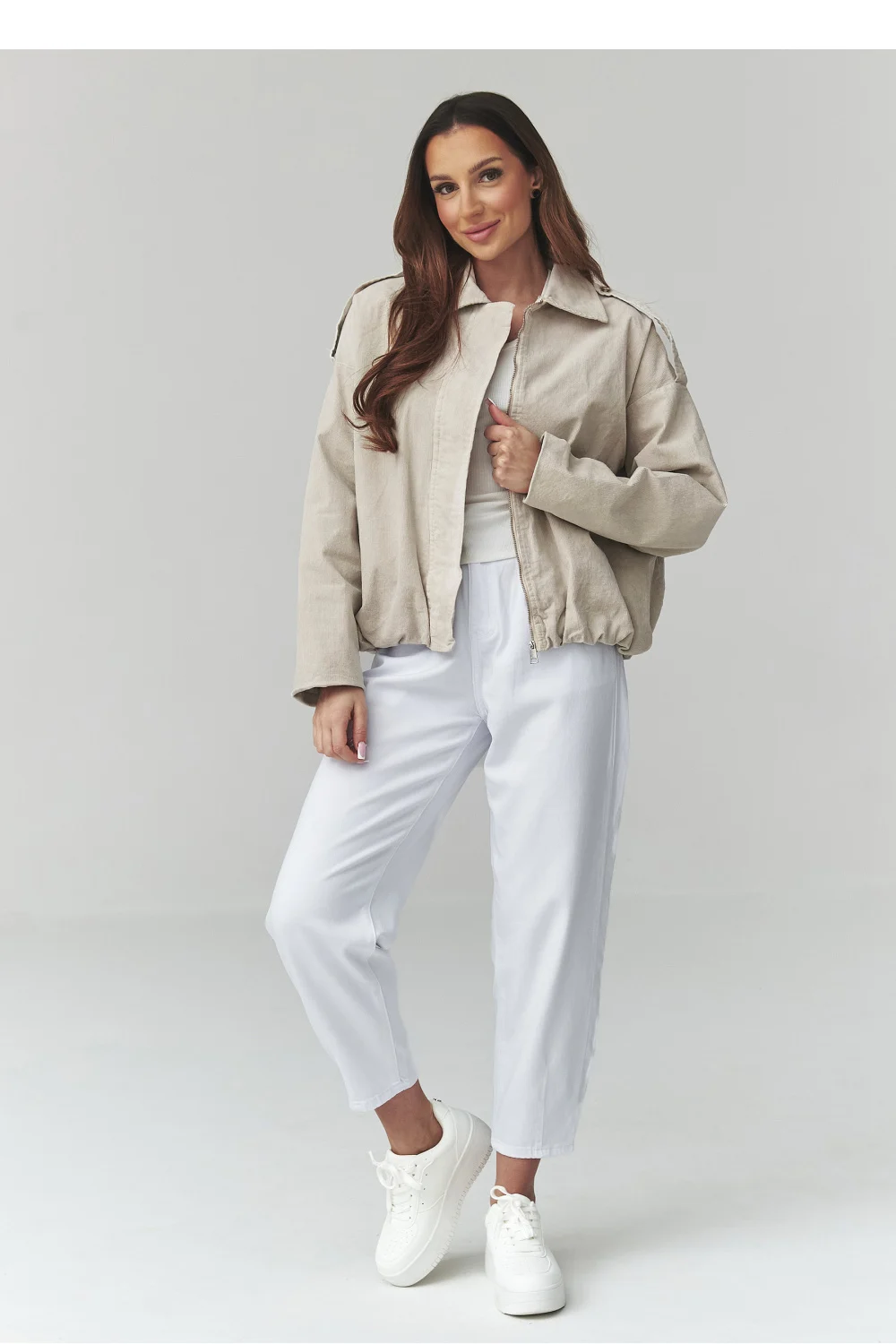 Veste en velours côtelé beige – Image 2