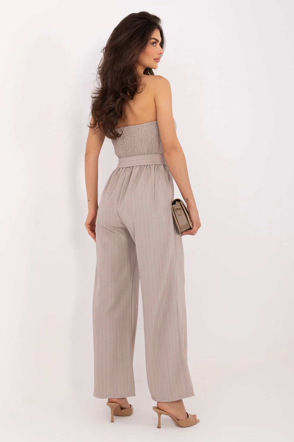 Italy Moda Combinaison beige à jambes larges