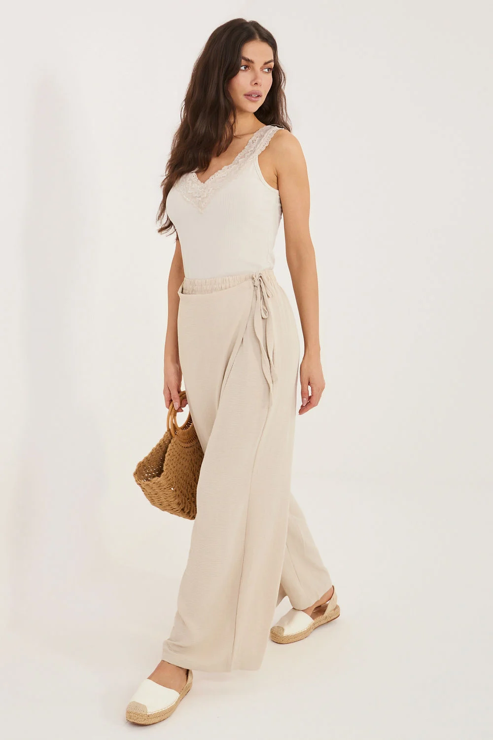 Factory Price Pantalon large beige