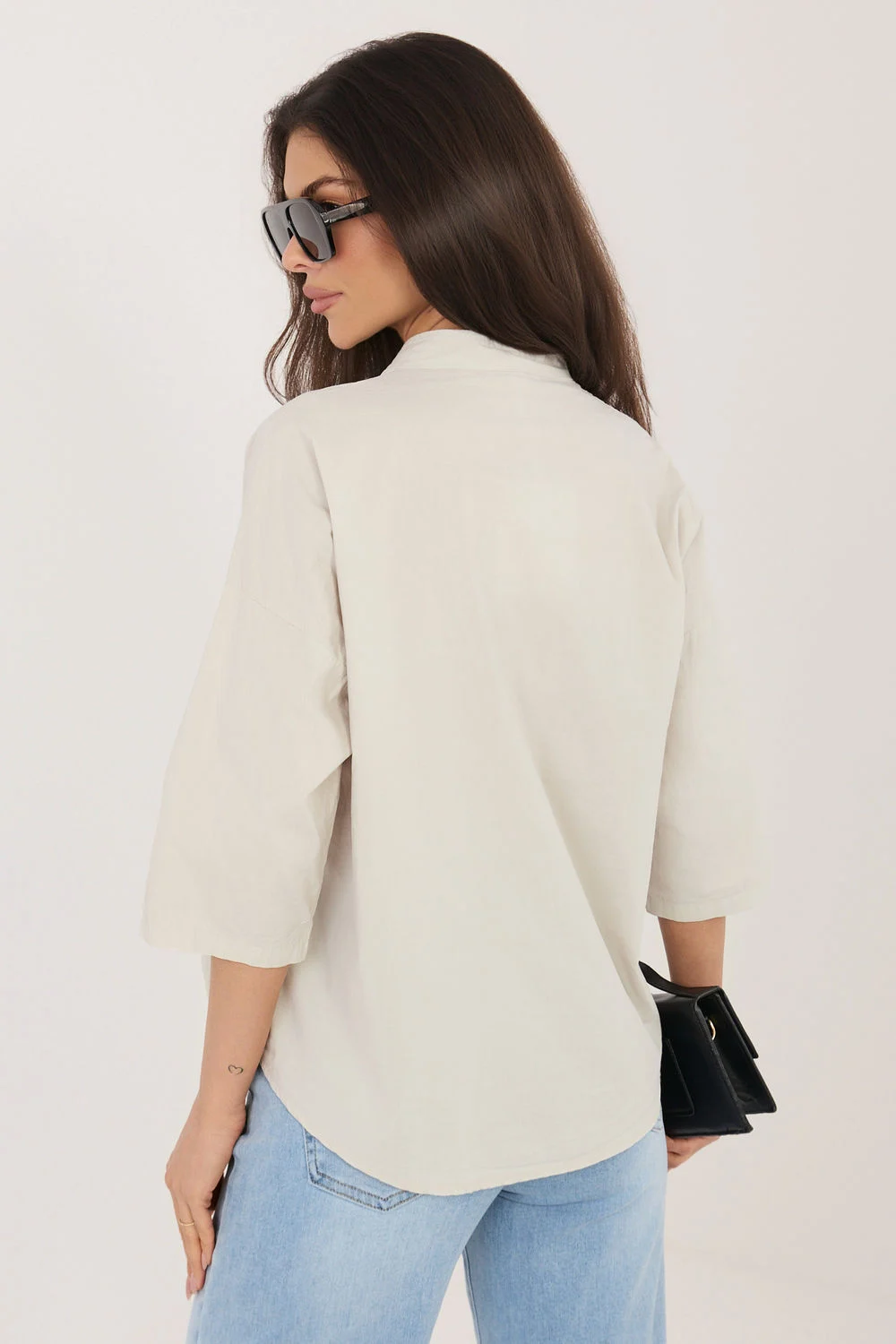 Factory Price Chemise manche 3/4 col en V beige