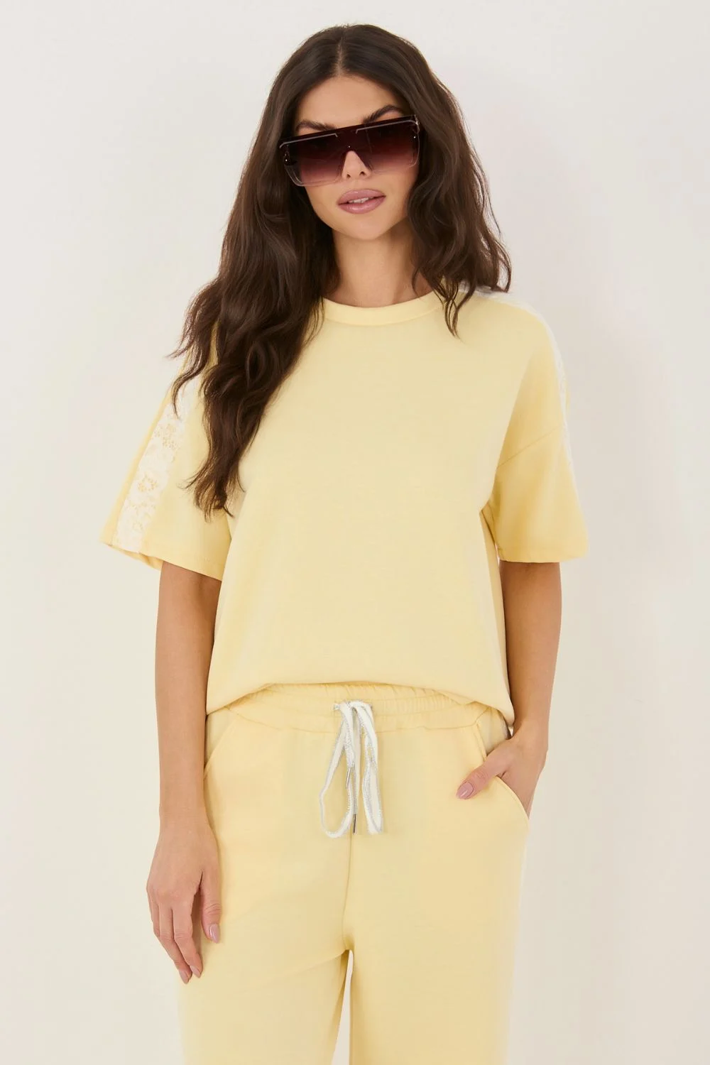 Factory Price Chemisier jaune en dentelle
