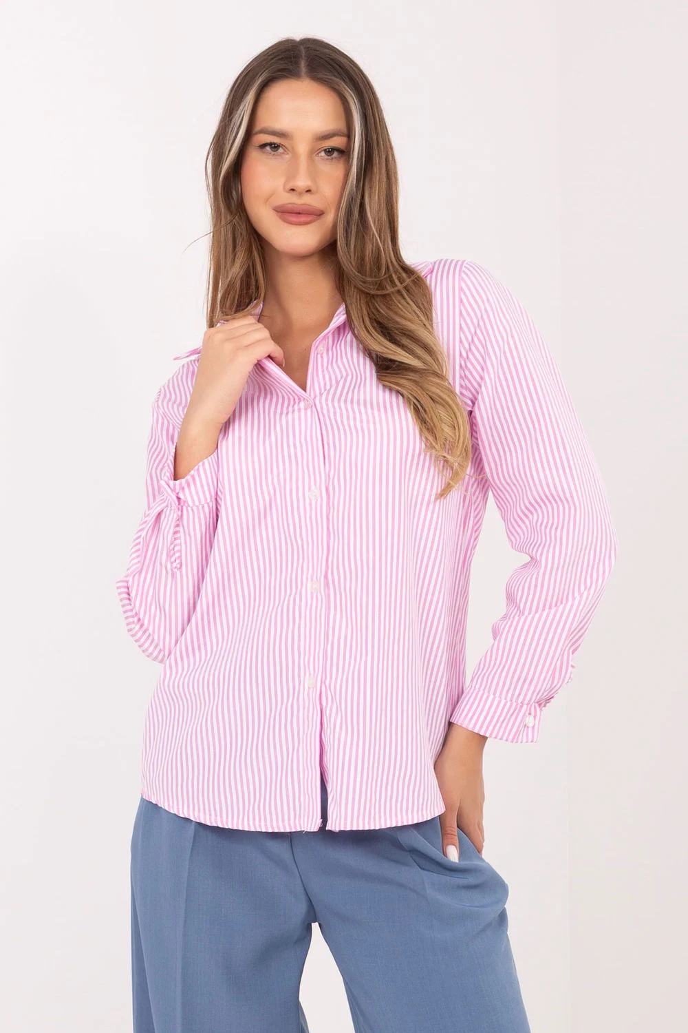Factory Price Chemise manche longue rose à rayures