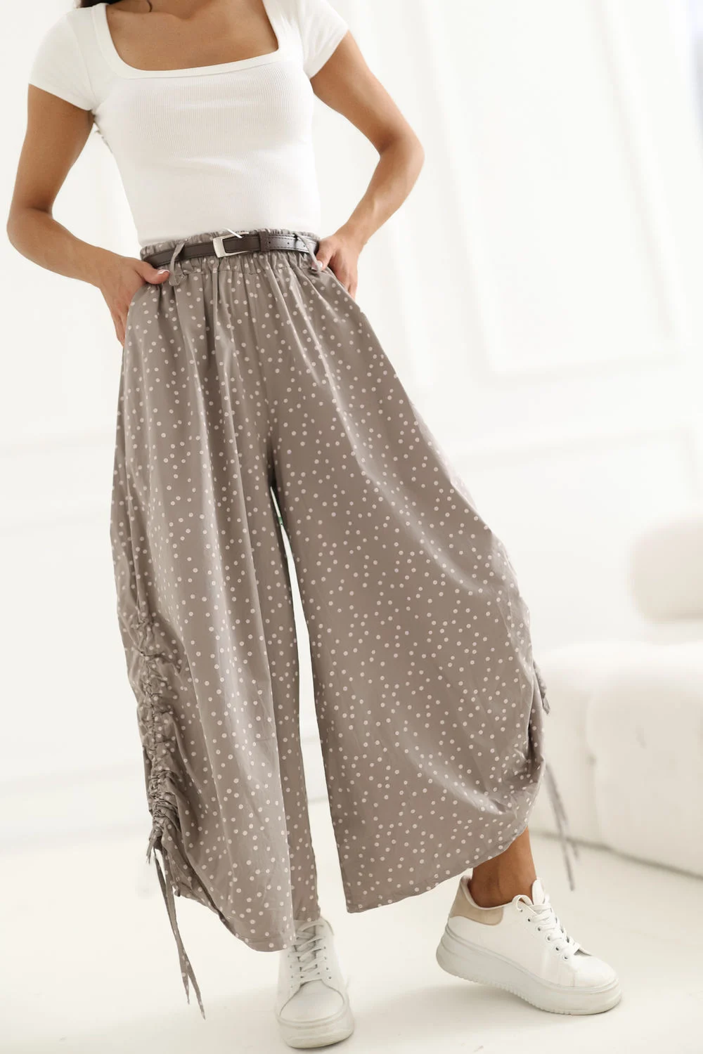 Pantalon femme beige