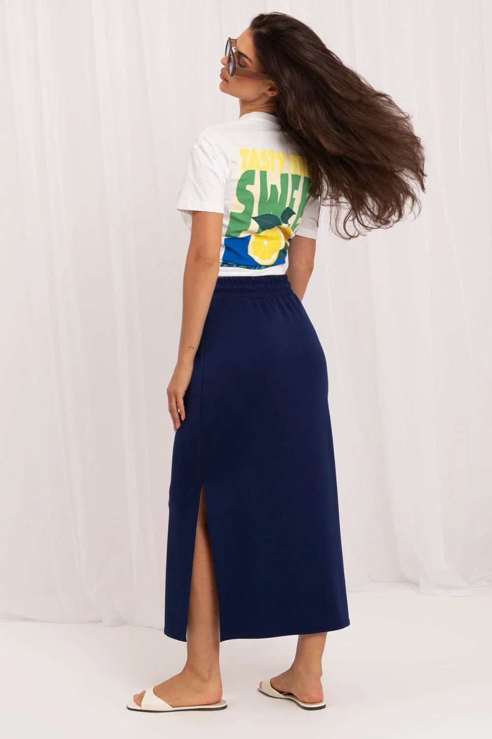 Jupe midi bleue marine – Image 4