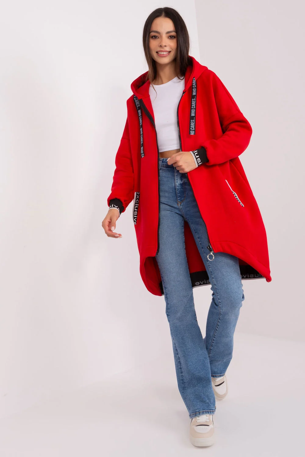 Relevance Sweatshirt à capuche rouge en coton
