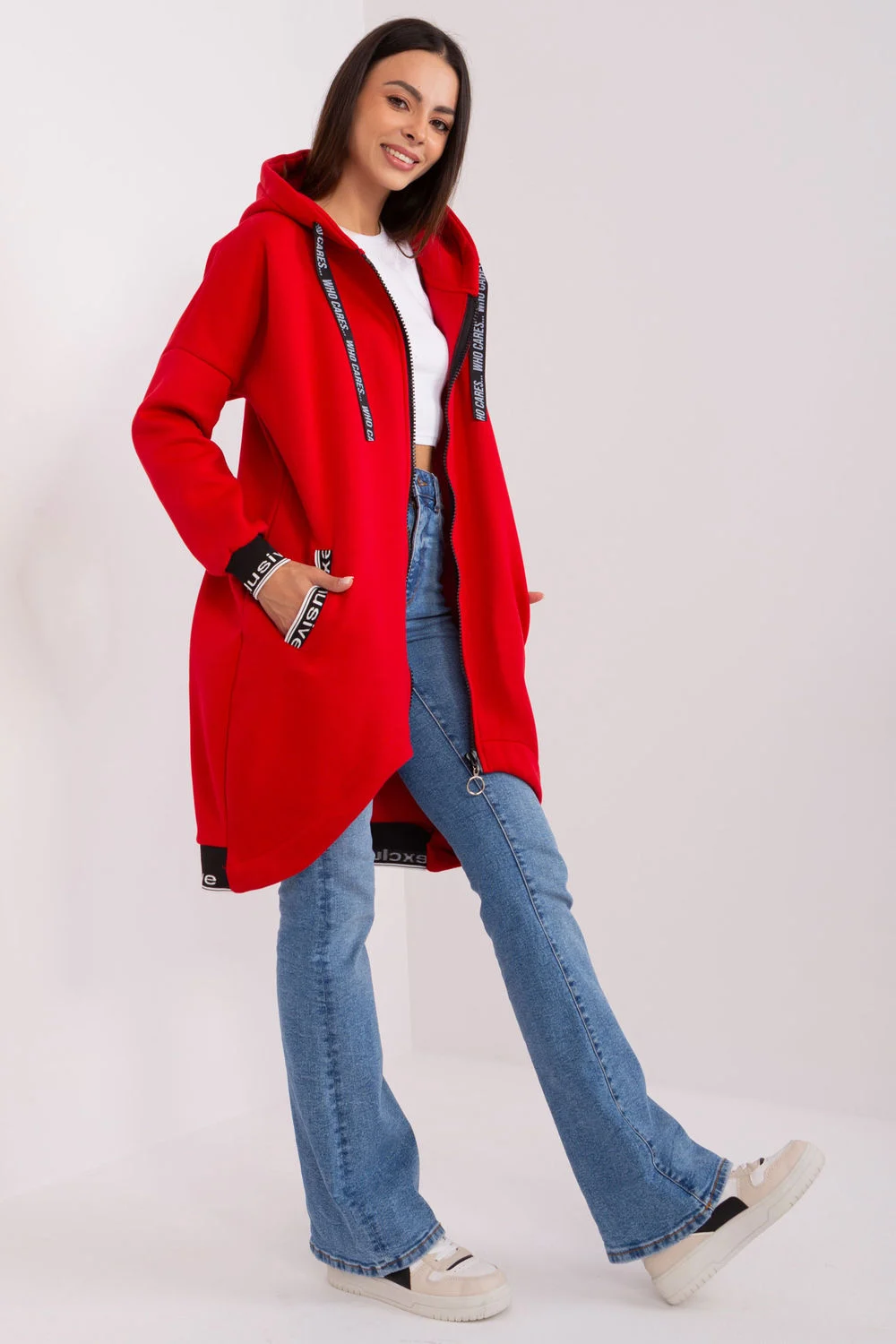 Relevance Sweatshirt à capuche rouge en coton