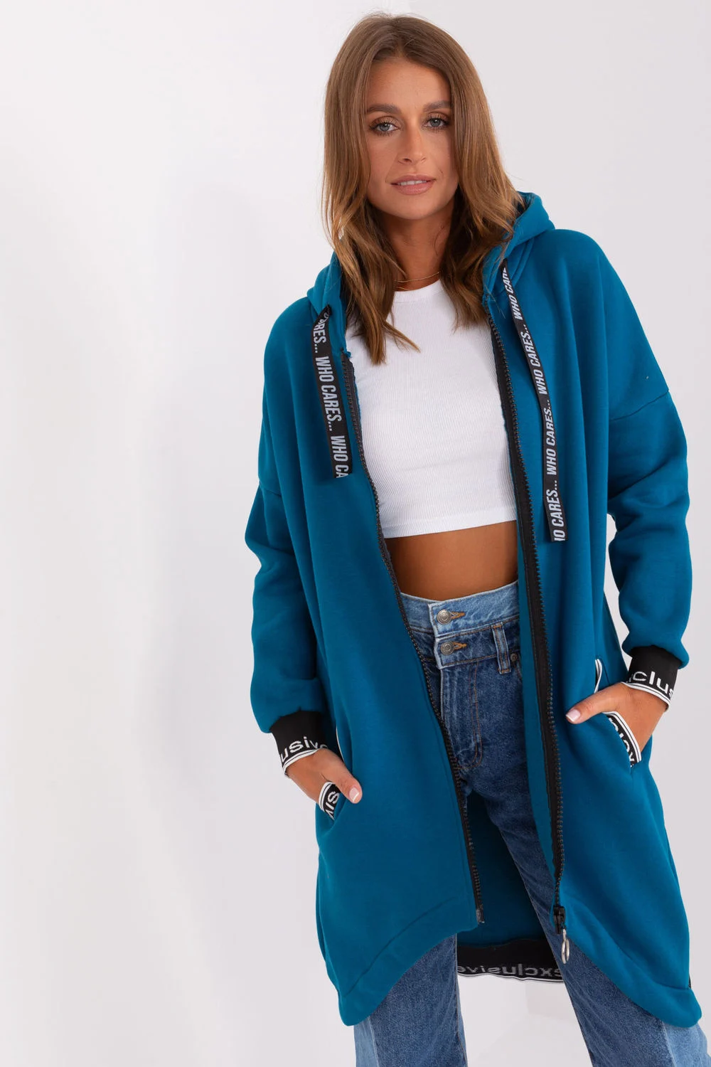 Relevance Sweatshirt à capuche bleu en coton