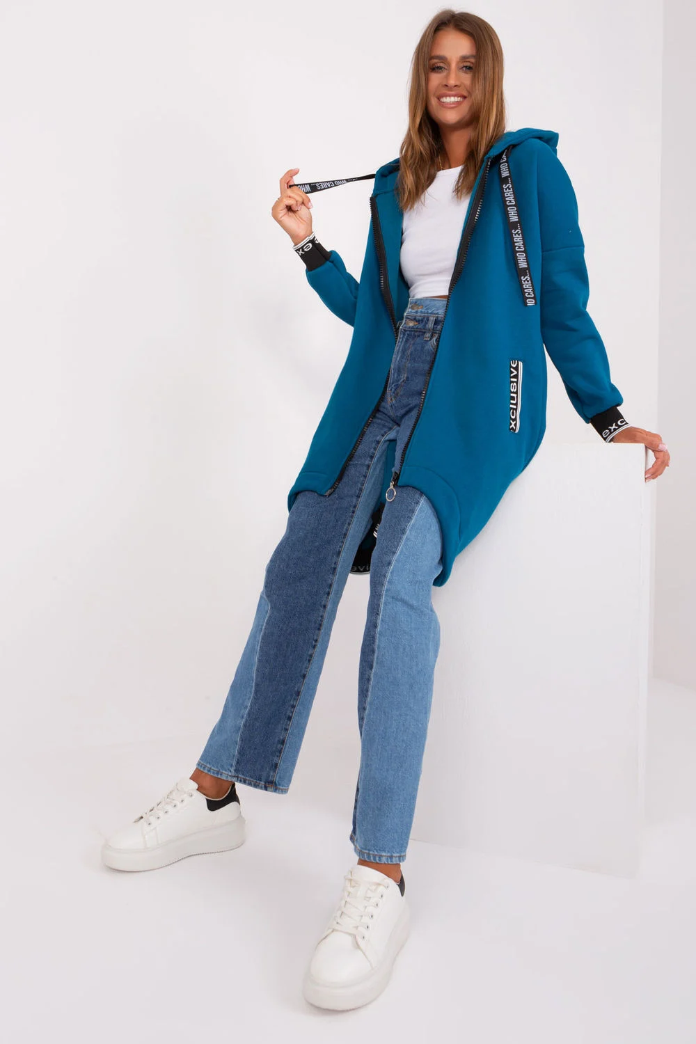 Relevance Sweatshirt à capuche bleu en coton