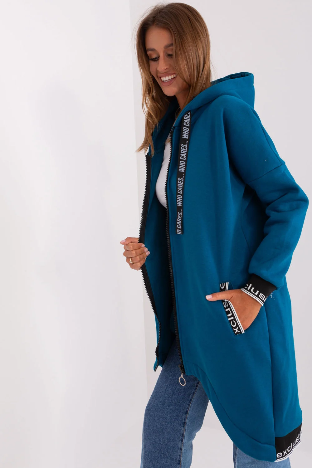 Relevance Sweatshirt à capuche bleu en coton