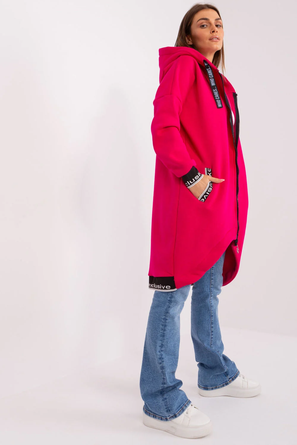 Relevance Sweatshirt à capuche rose en coton