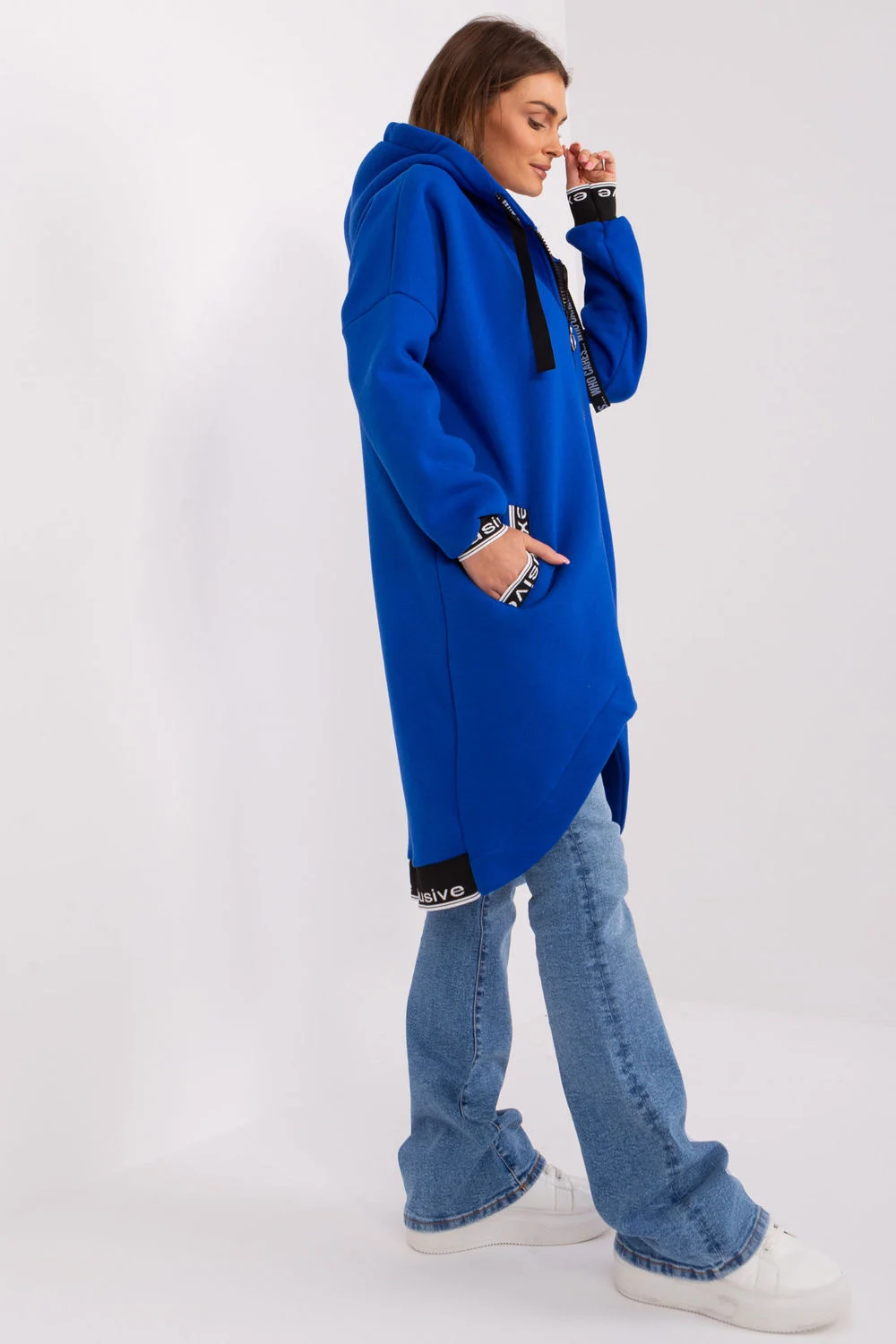 Relevance Sweatshirt à capuche bleu en coton