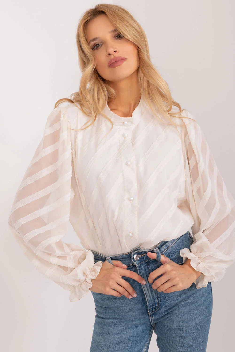 Chemise manche longue beige
